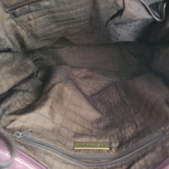 Valerie Stevens Purple Suede Tote Bag Patchwork Double Strap Leather Purse Retro - Picture 10 of 13